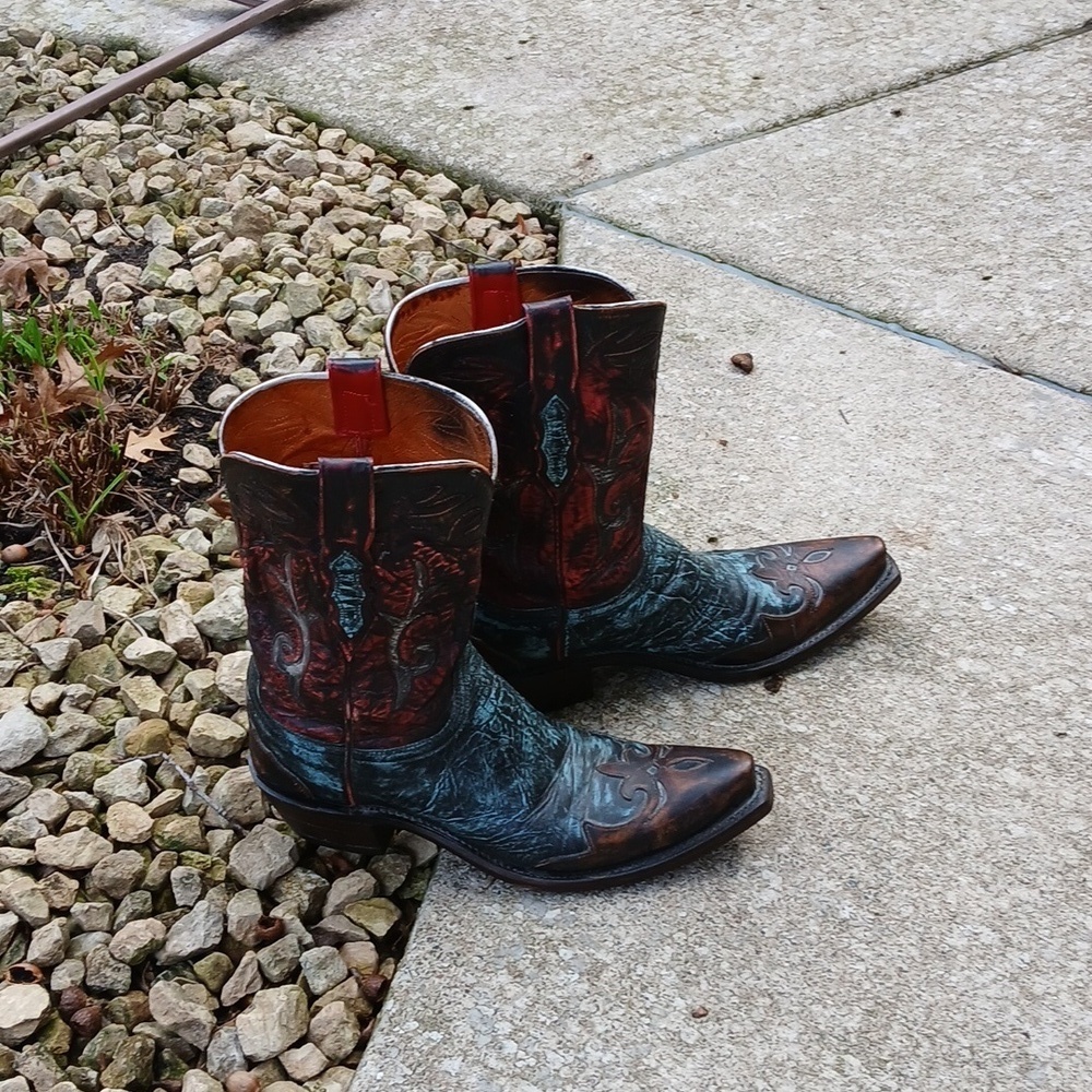 Lucchese Stonewashed Goat Cowgirl Boot Robins Egg N9320 sz 9 - Picture 14 of 16